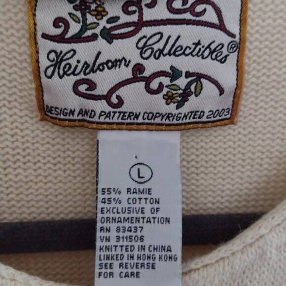 Vintage Heirloom Collectibles Embroidered Cream Floral Bird Cottagecore Cardigan - Picture 2 of 15